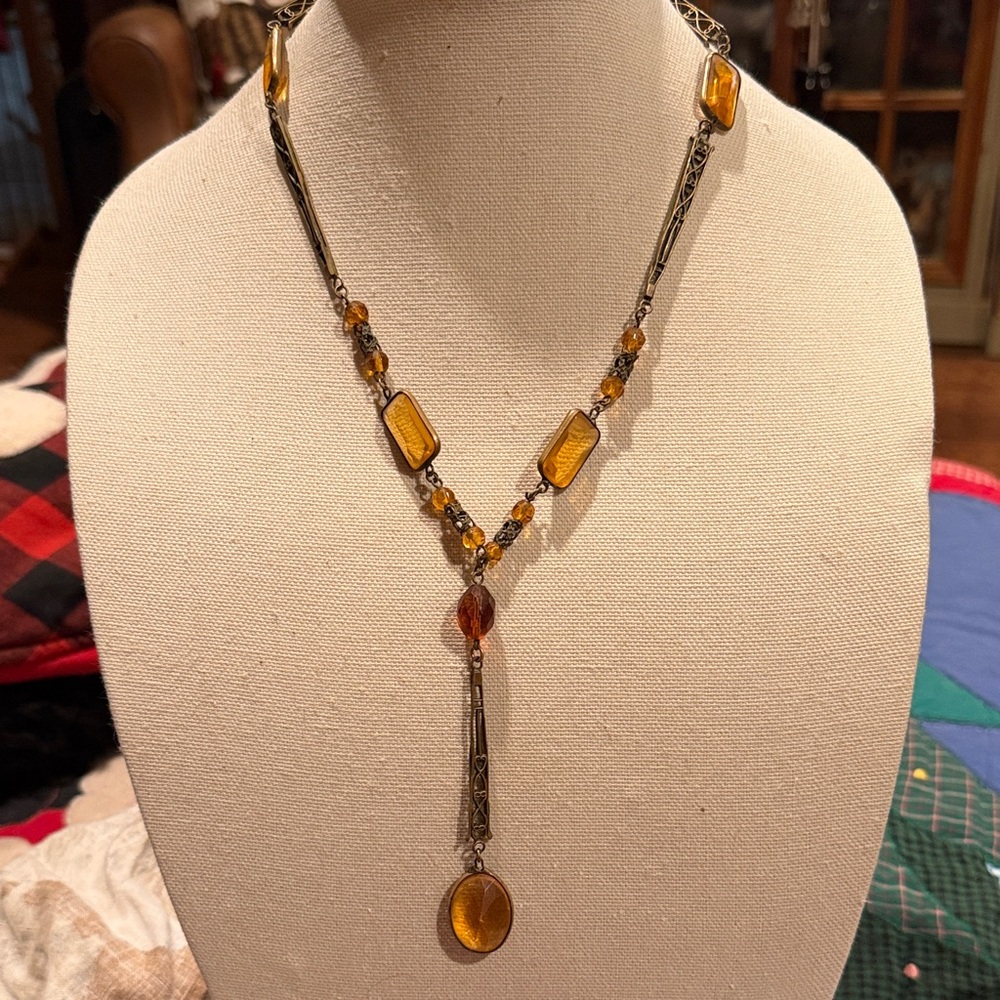 1920ty 30tys Glass and Bronze Women's Necklace